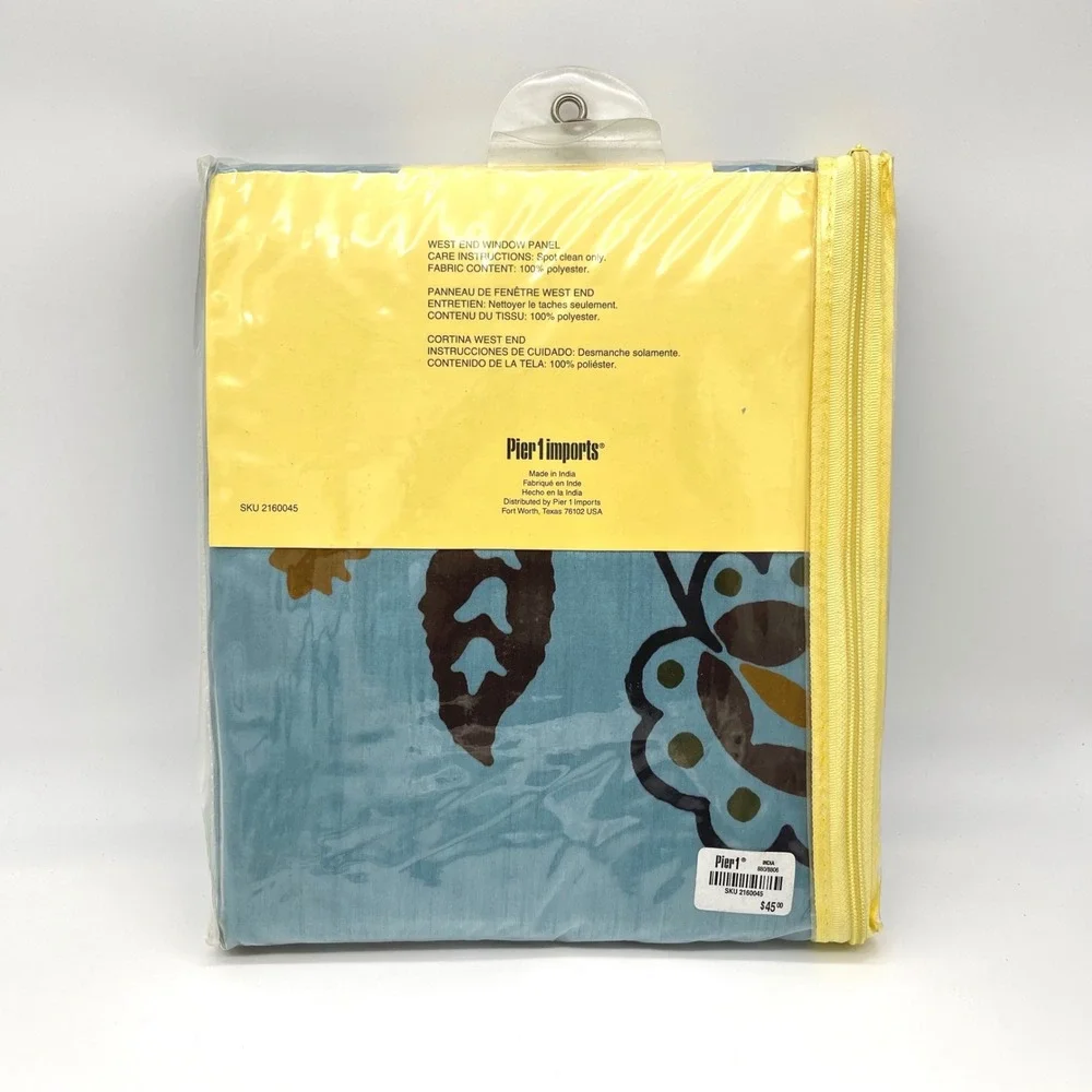 Pier 1‎ Imports West End Window Panel 54 x 84 Teal Brown Circles Floral